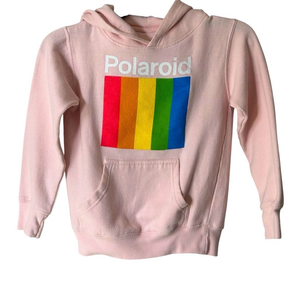 Polaroid Pink Hoodie Sweatshirt Rainbow Film Photo Big Girls Size Small